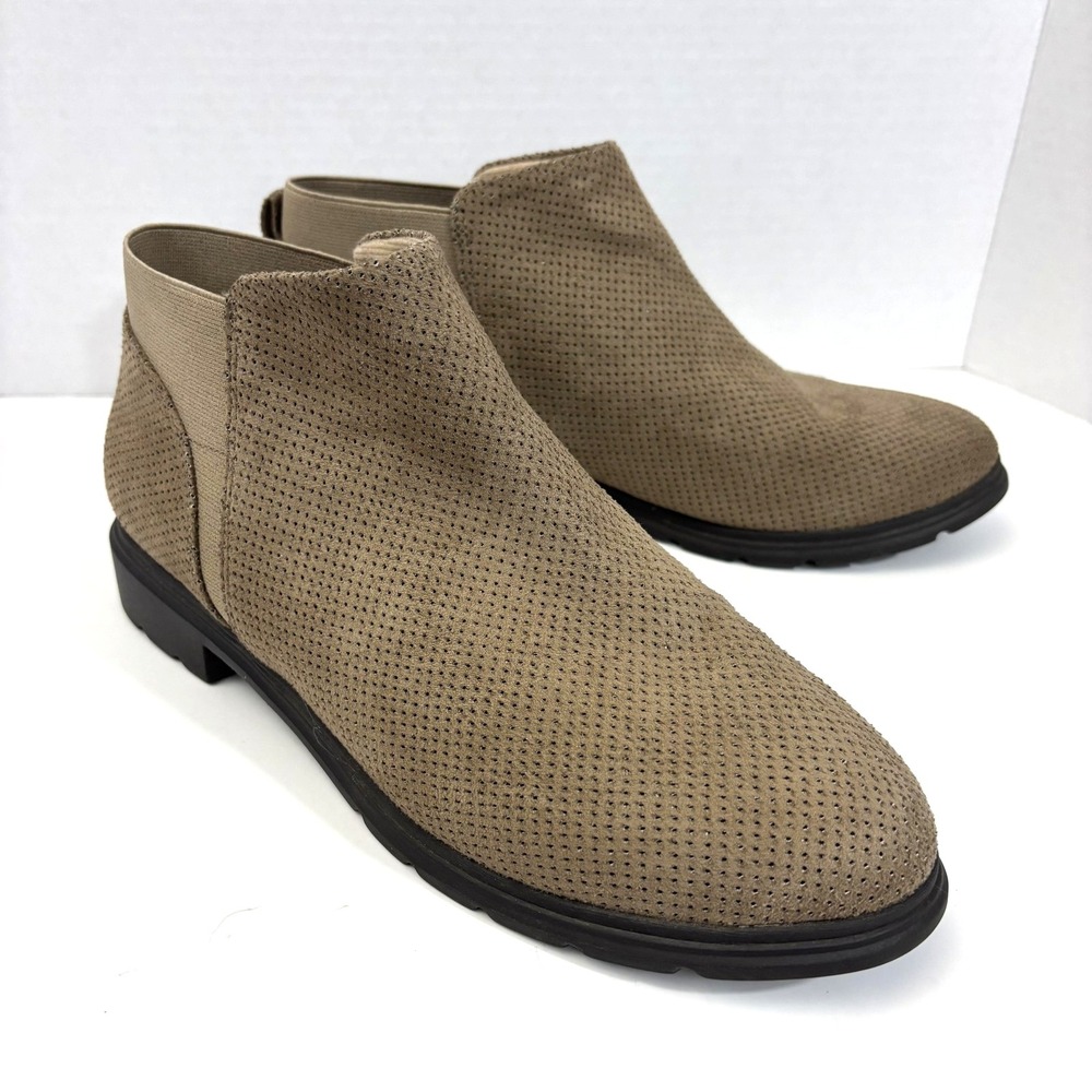 Dr. Scholl's Chelsea Ankle Slip On‎ Boots Womens Size 9.5 Tan Faux Suede Booties
